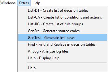 extras menu gen test