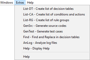 extras menu