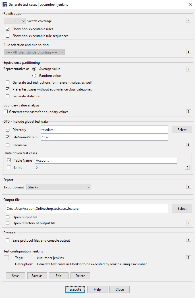 gentst config main dialog